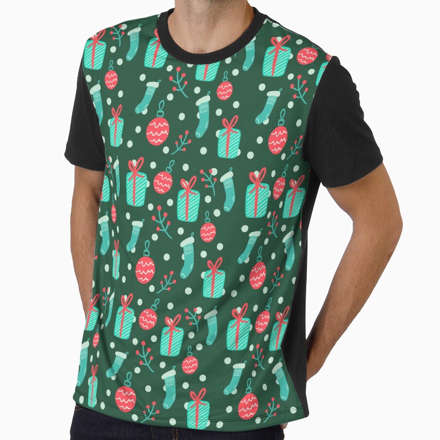Dark Green Retro Cozy Christmas Doodle Pattern – Cute Hand-Drawn Holiday Gifts & Stockings by LizAshleyCreations
