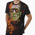 Classic Halloween Frankenstein With Fire And Red Moon by GaffaDesigns