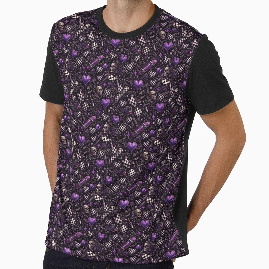 "Midnight Kickflip” – Gothic Skater Girl Seamless Pattern by M&M's Twisted Treasures LLC