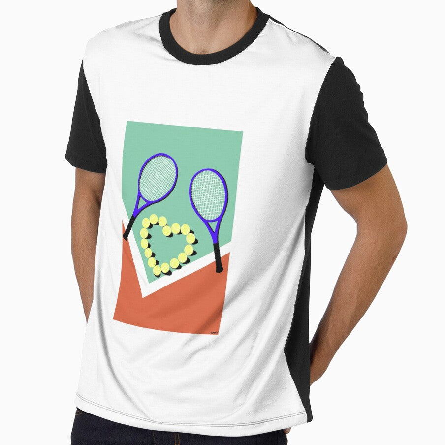 Cute and colorful tennis court with tennis ball in a heart shape by Arth1nker