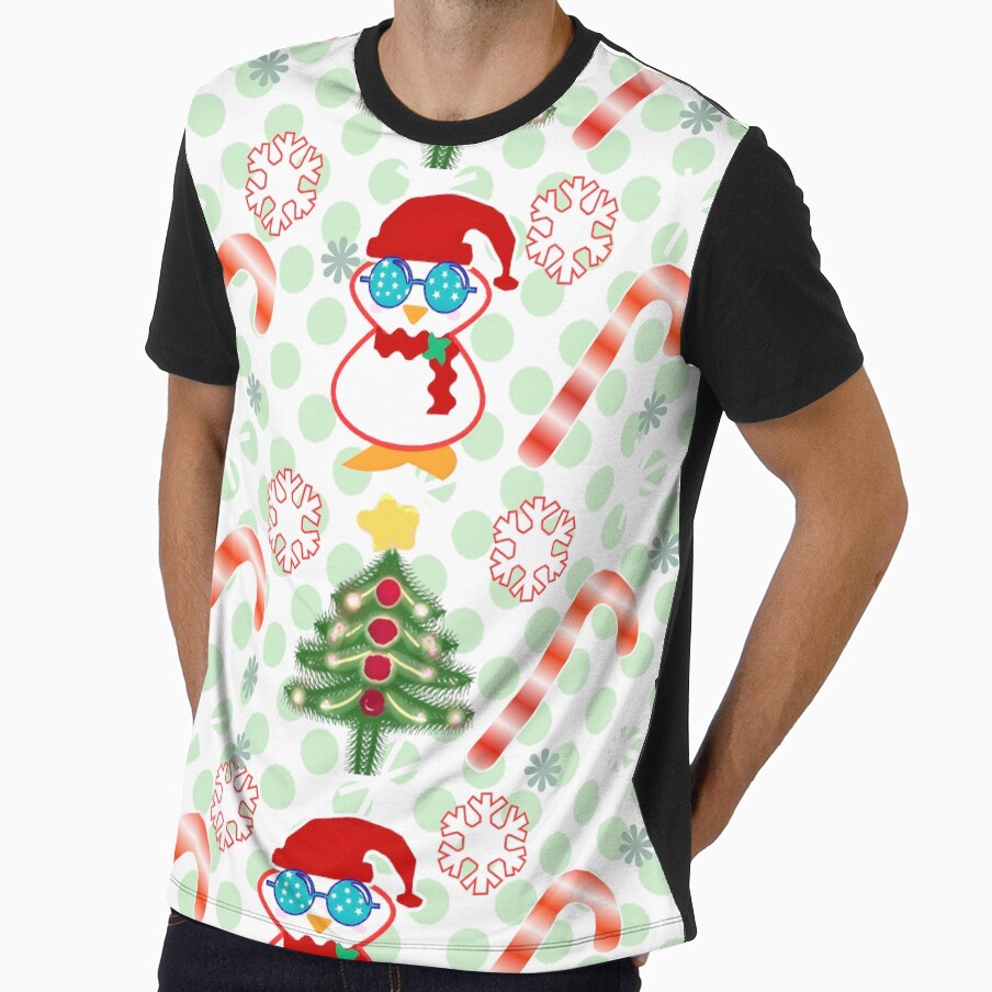 Cute Christmas Penguin Seamless Pattern – Holiday Candy Cane & Tree Design by HopeAndHustle
