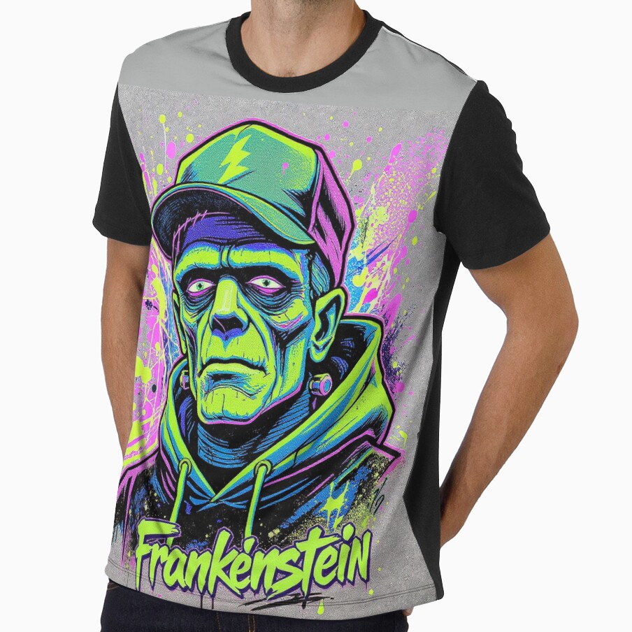 Frankenstein Streetwear – Neon Graffiti Monster Art by DamianRoy88