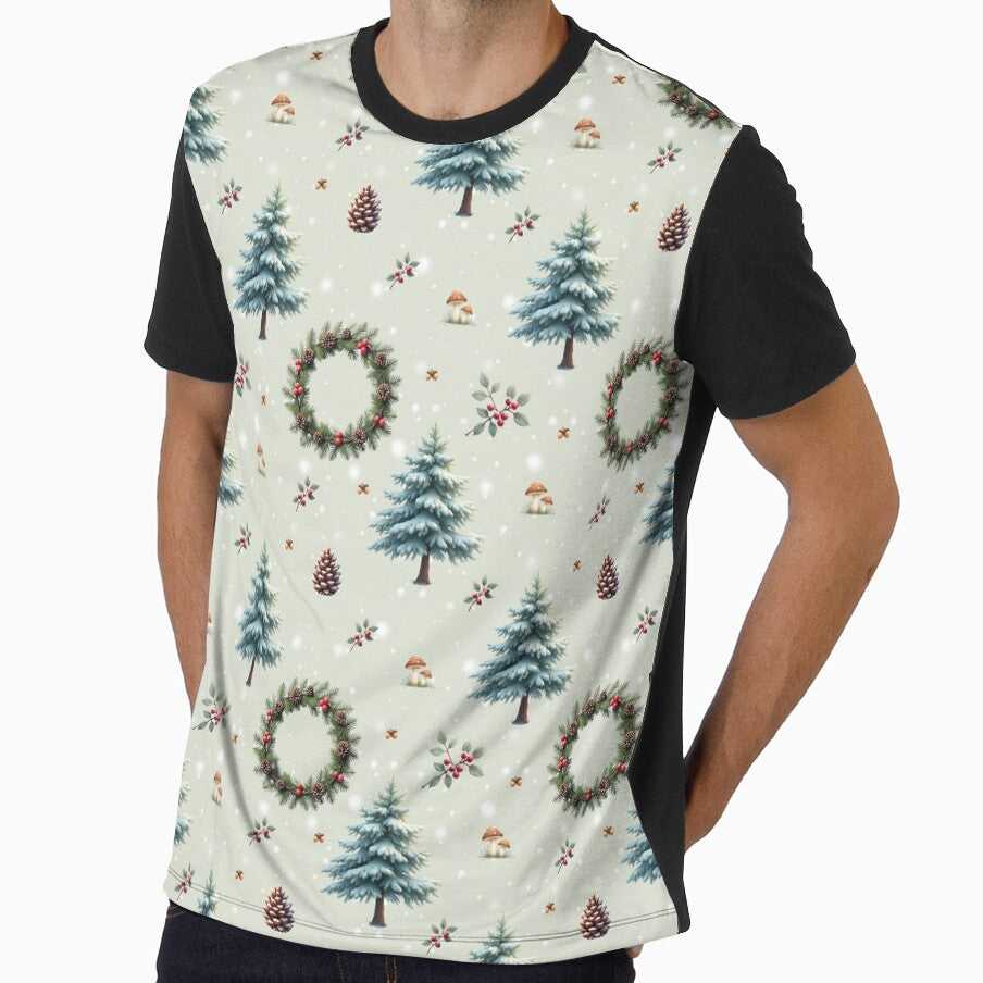 Woodland Winter Seamless Christmas Pattern – Snowy Trees & Pinecones by Modish-Arts