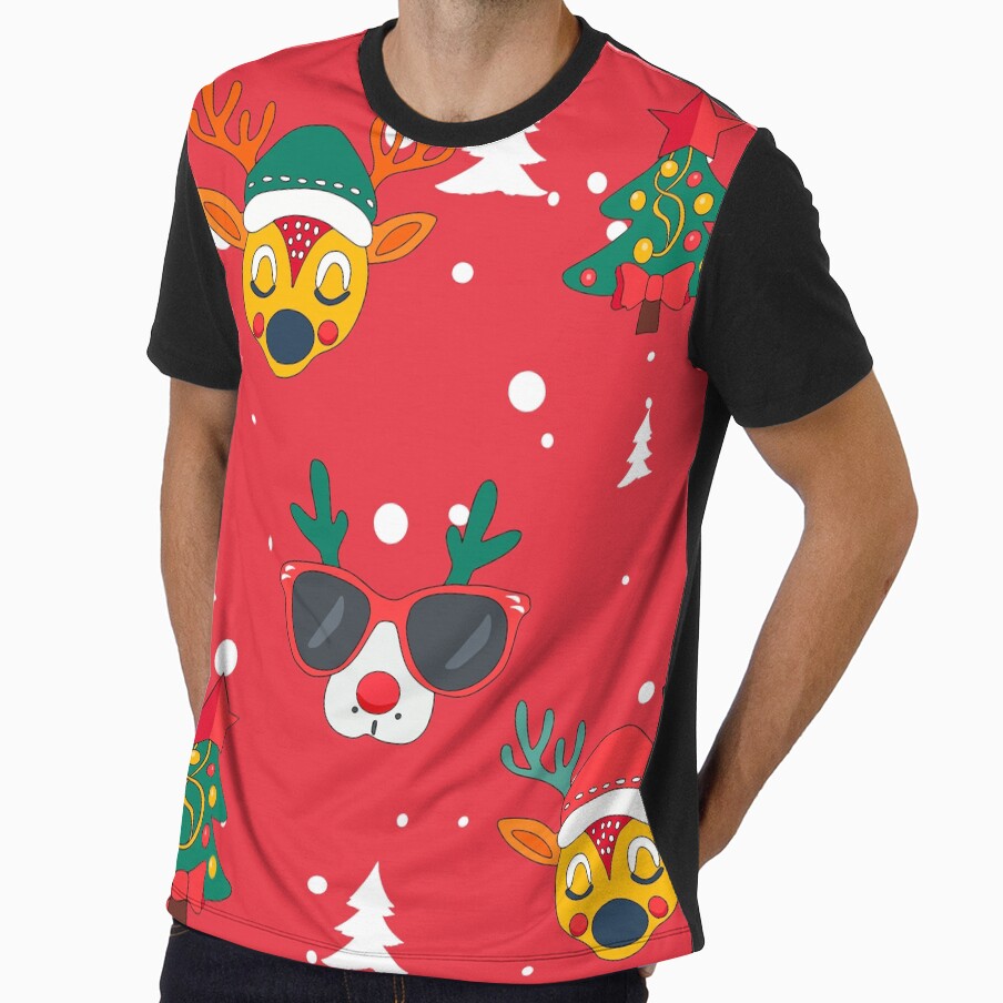 Festive Reindeer Christmas Pattern. by Anastasiia Yurevych