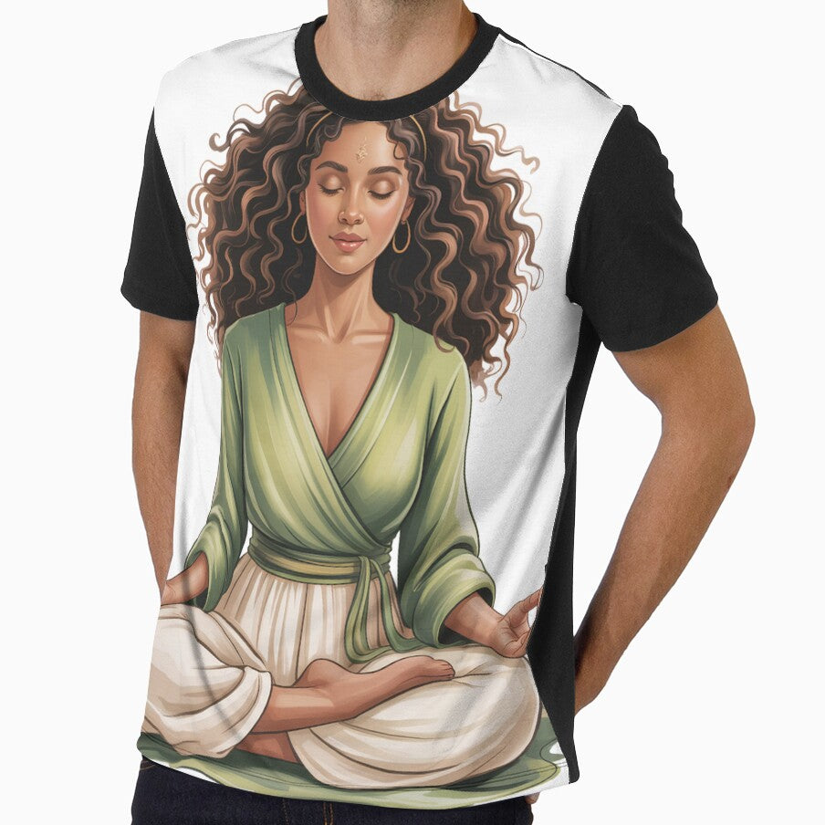Meditation Goddess Illustration – Peaceful Yoga Woman Spiritual Wellness Art by LinaDesign Store