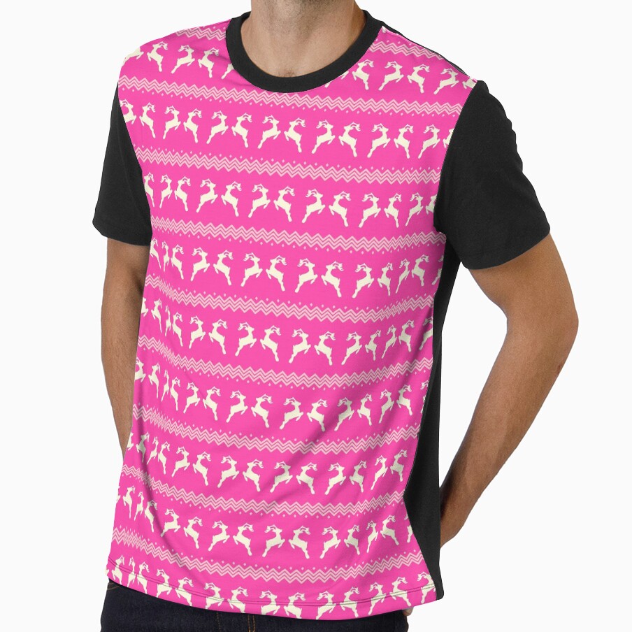 Retro Pink Reindeer Merry Christmas Holiday Pattern    - Valentine'S Day Gifts by RoyalStarsPatts