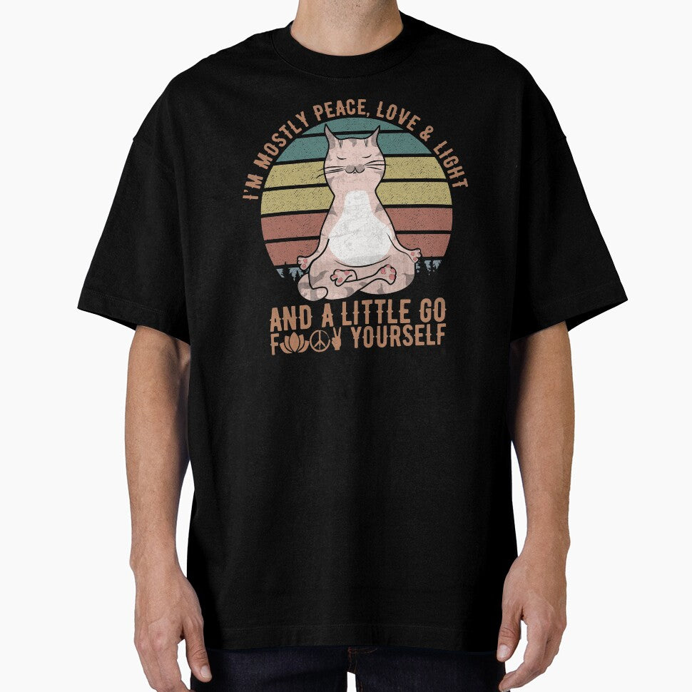 I'm mostly peace love and light and a little go yoga cat funny meditation vintage humor saying by alenaz
