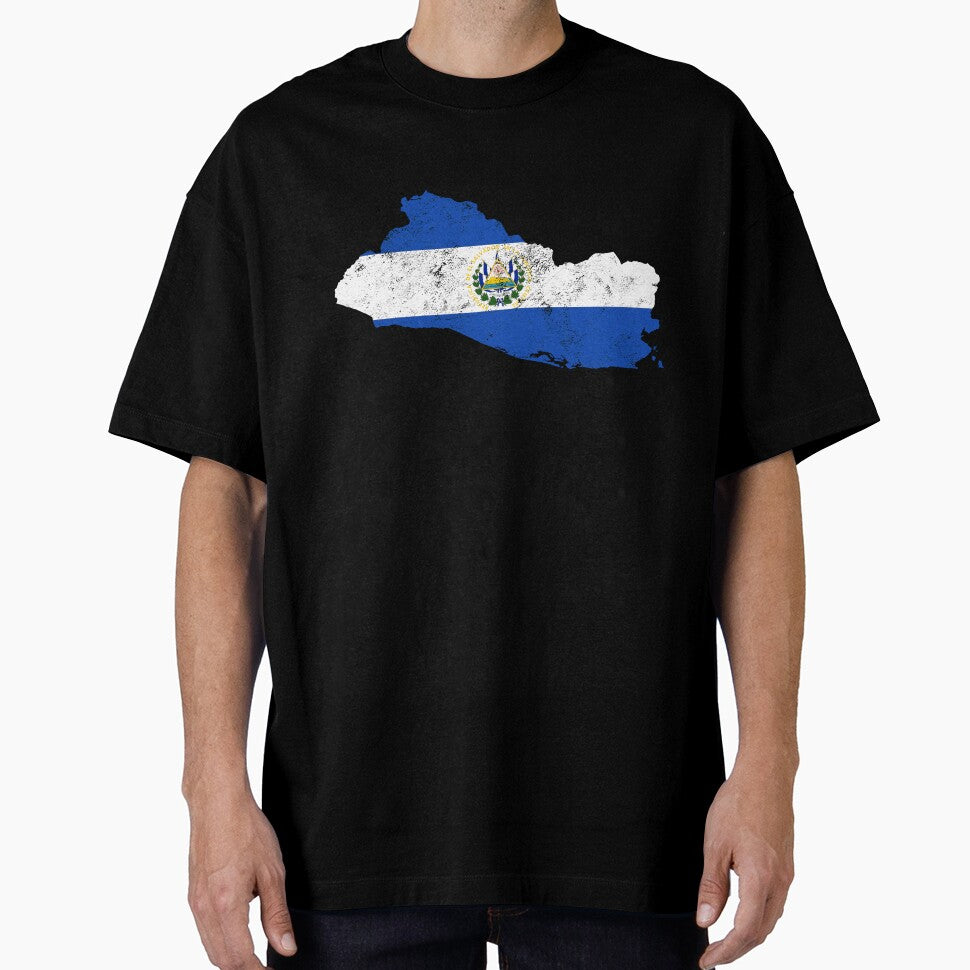 El Salvador Flag Map tshirt distressed vintage by farhanhafeez