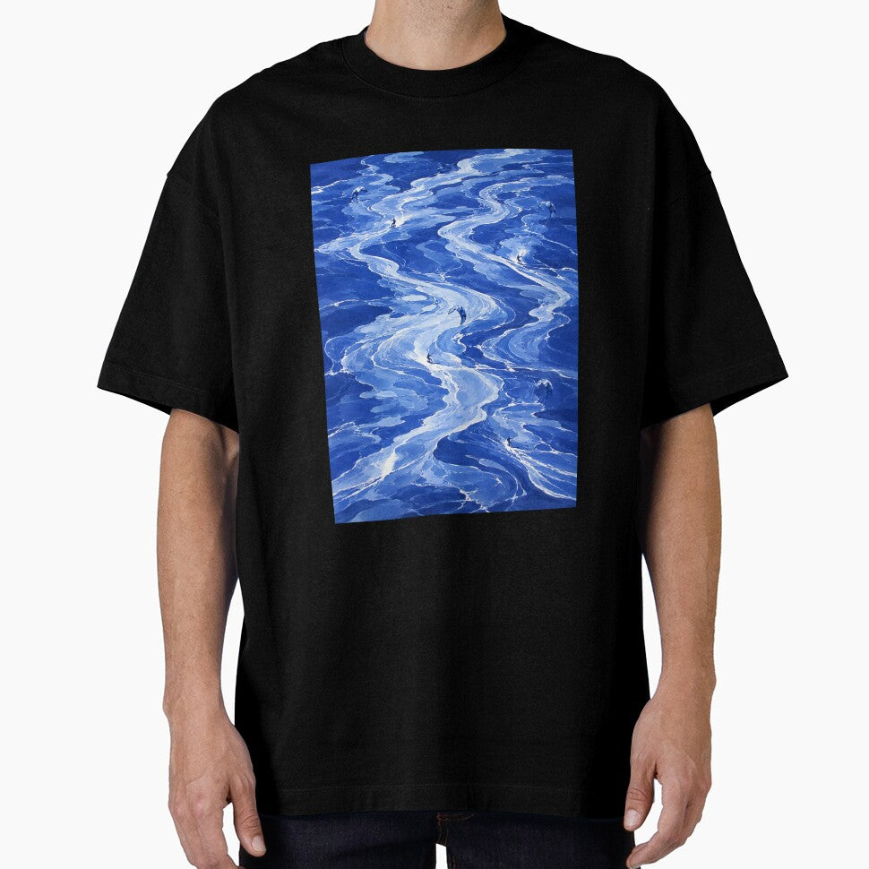 Abstract Ocean Waves Coastal Blue Wall Art by Islabonita.