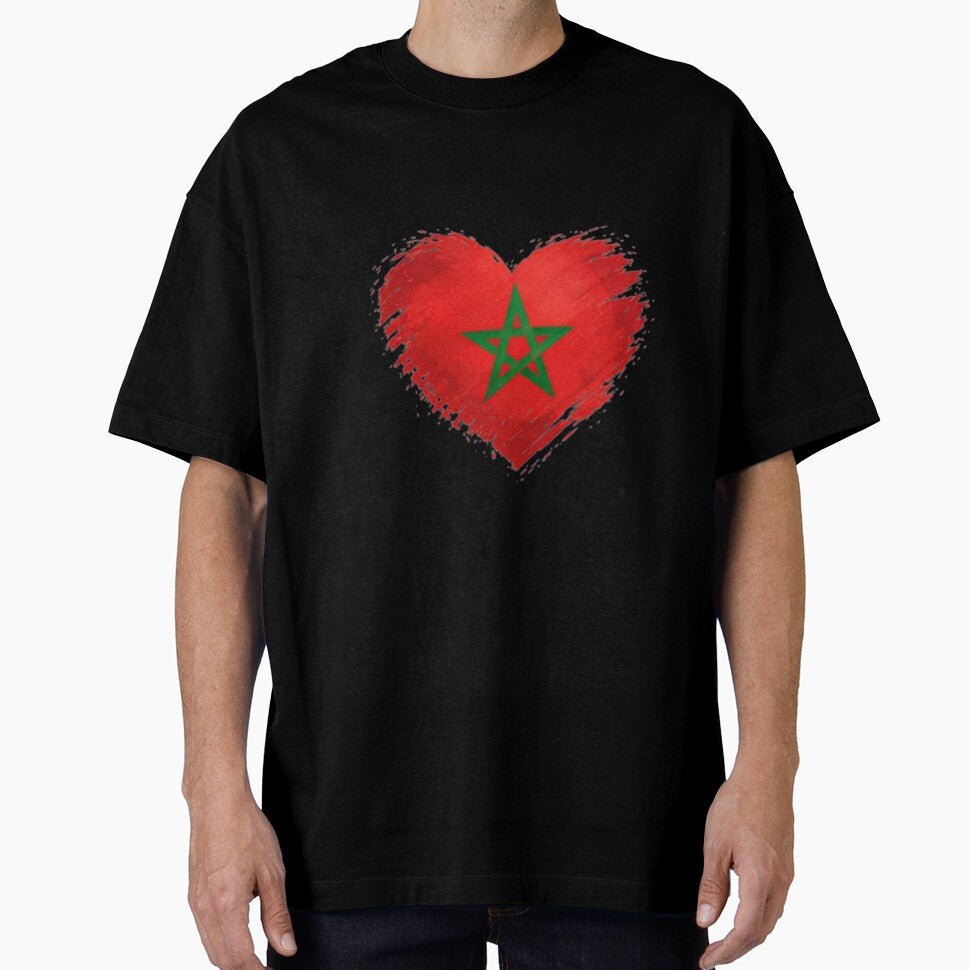 Morocco Heart Flag T-Shirt | FIFA 2026 Moroccan Soccer Fan Tee by YASboutik