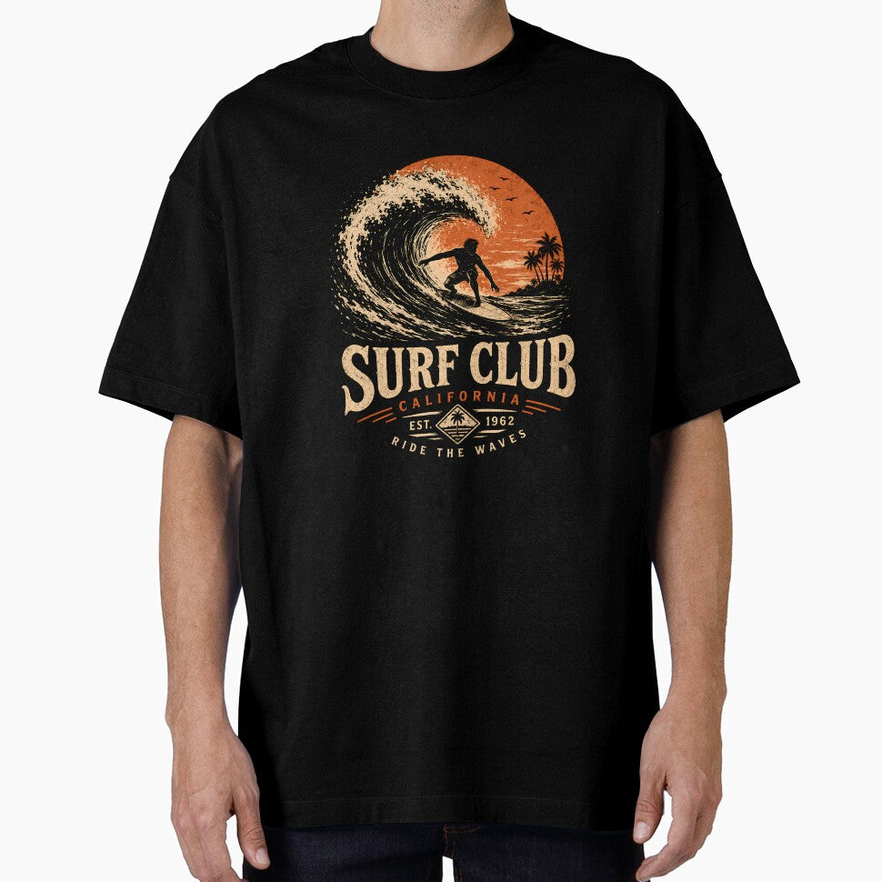 Surf Club California Vintage Wave Rider T-Shirt Design by saamessart