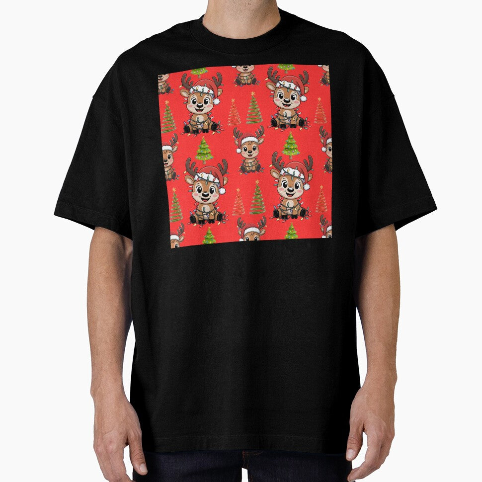 Bright Christmas Trees & Reindeer Illustration Pattern by Grang Art Artistic Designs
