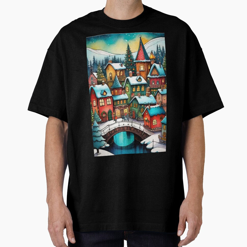 Christmas Holiday Town with Bridge by ArTeaCupcake
