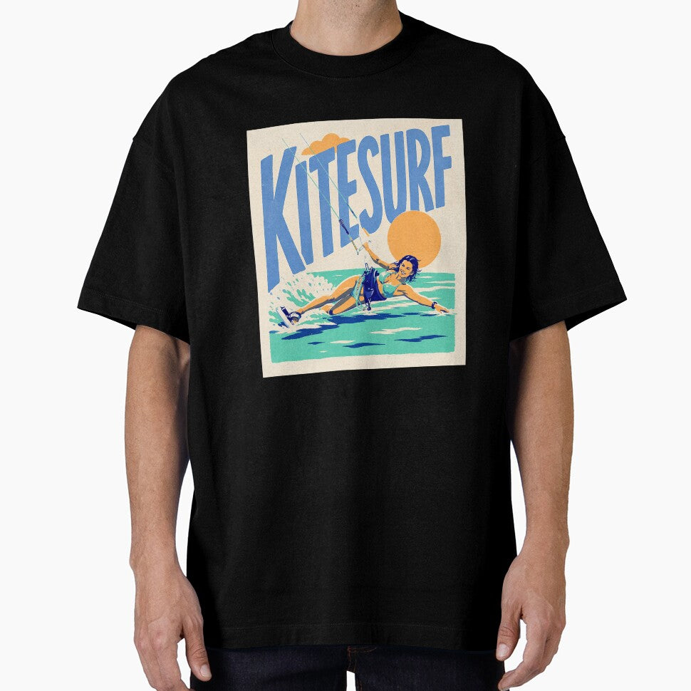 Kitesurf Vintage Coastal Travel Poster by Islabonita.