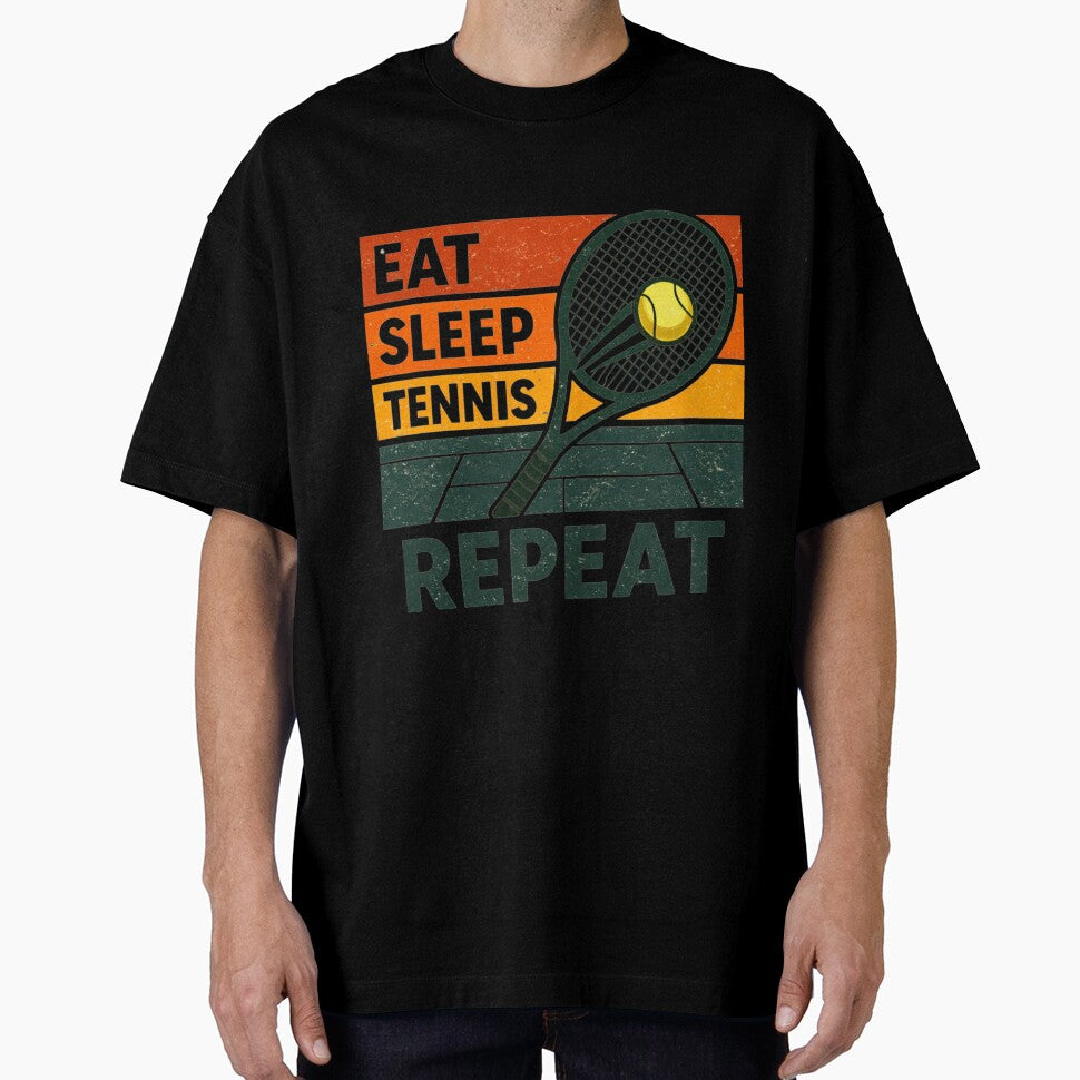 Eat Sleep Tennis Repeat – Funny Tennis Player Racquet Retro Design by Wear Sculpt