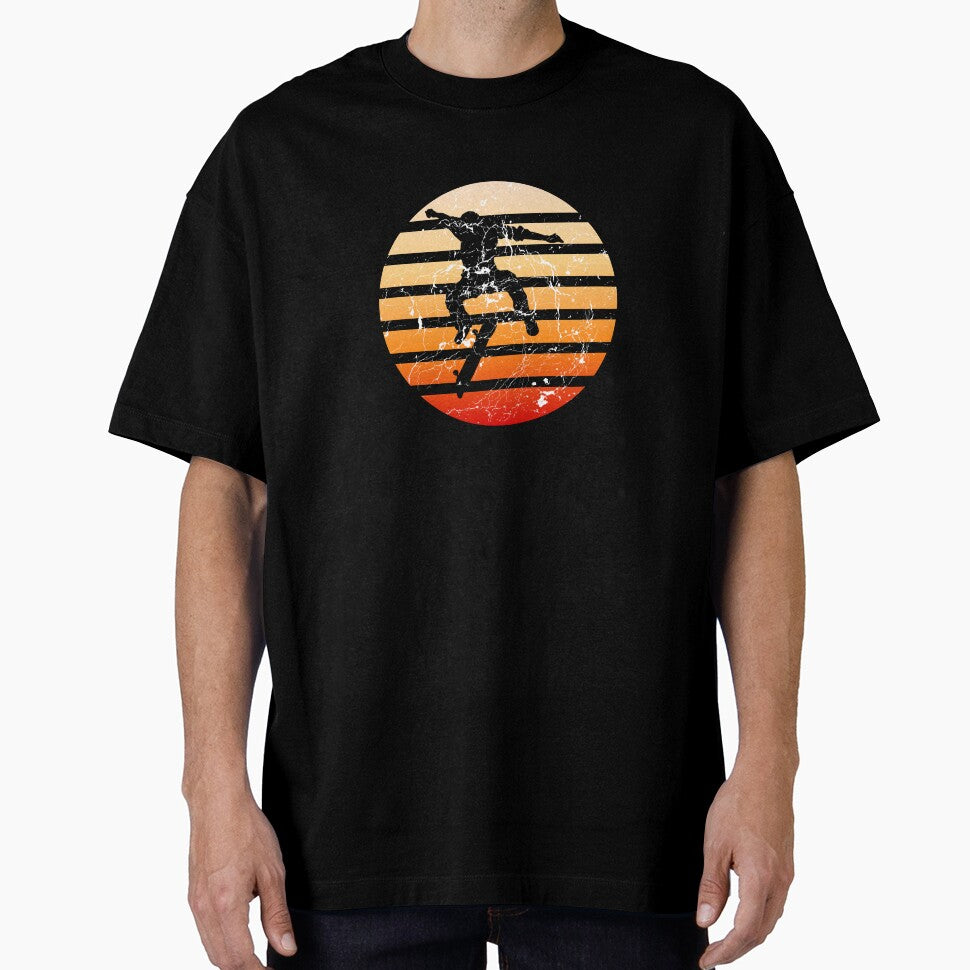 Education Is Important But Skateboarding Is Importanter Grunge Retro Sunset Skateboard Stunt In Blue by LuckyKermit