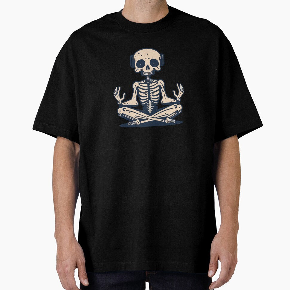 Yoga meditating skeleton by jkrphoto