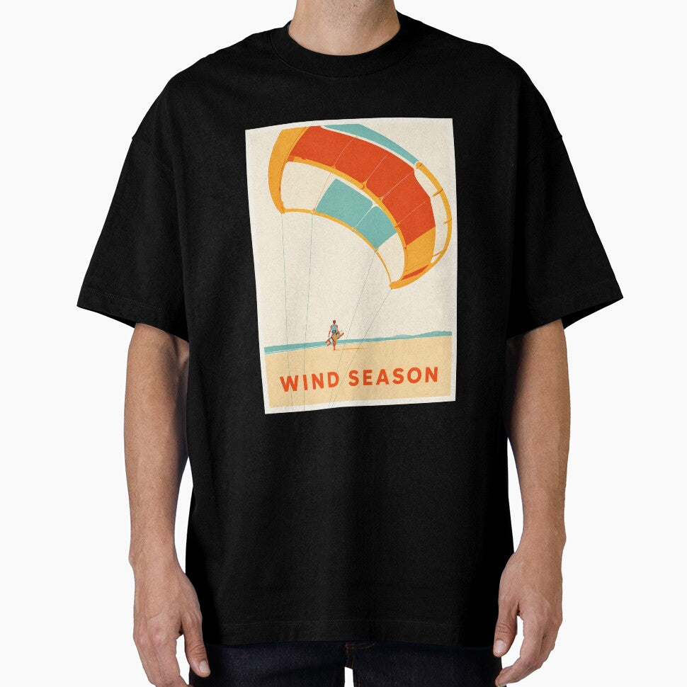 Wind Season Vintage Kitesurf Travel Poster by Islabonita.