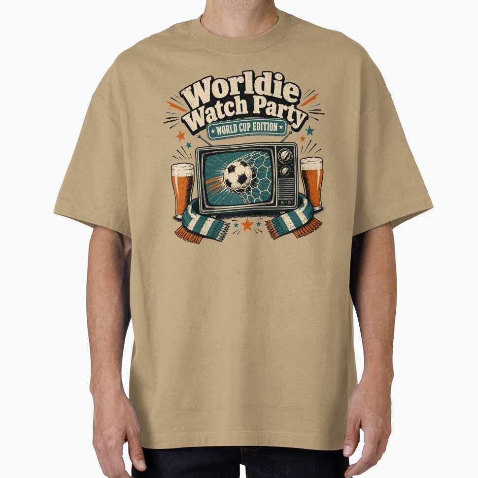 Worldie Watch Party Retro Soccer Pub Shirt  World Cup Edition Tee by POD DYNASTY | Original Print On Demand T-Shirt Graphics
