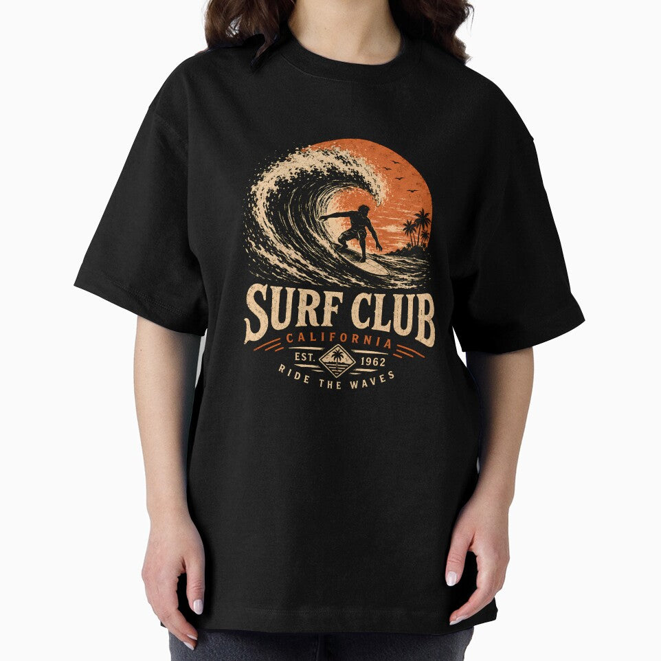 Surf Club California Vintage Wave Rider T-Shirt Design by saamessart