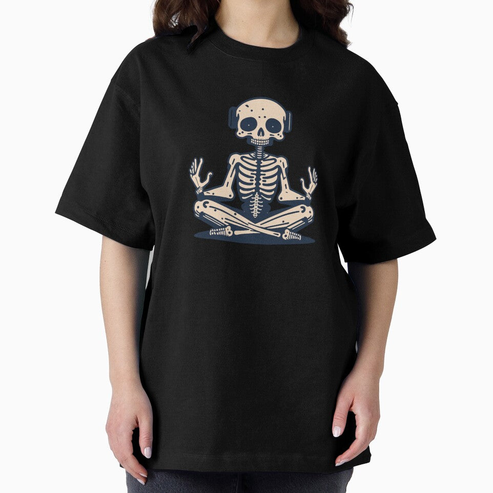 Yoga meditating skeleton by jkrphoto