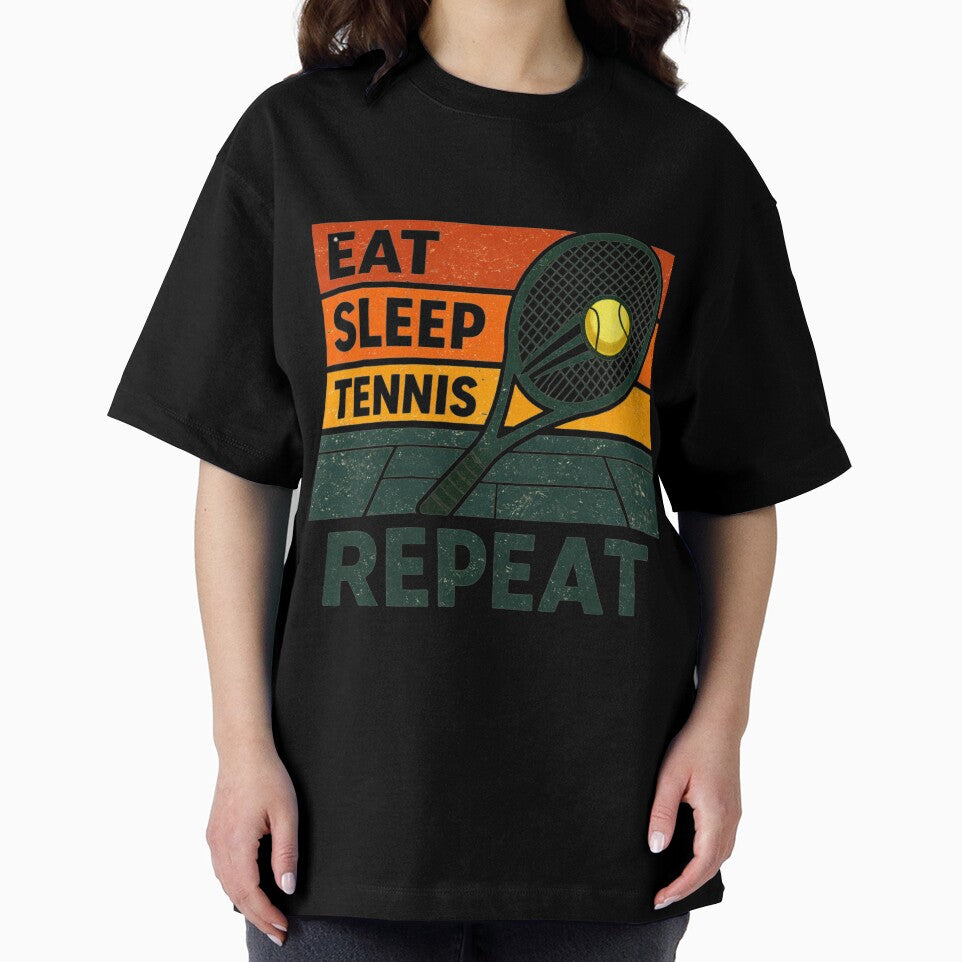 Eat Sleep Tennis Repeat – Funny Tennis Player Racquet Retro Design by Wear Sculpt
