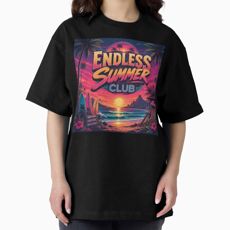 Endless Summer Surf Club Retro Neon Beach Poster | Tropical Sunset Ocean Wall Art Print by FestivityFinds
