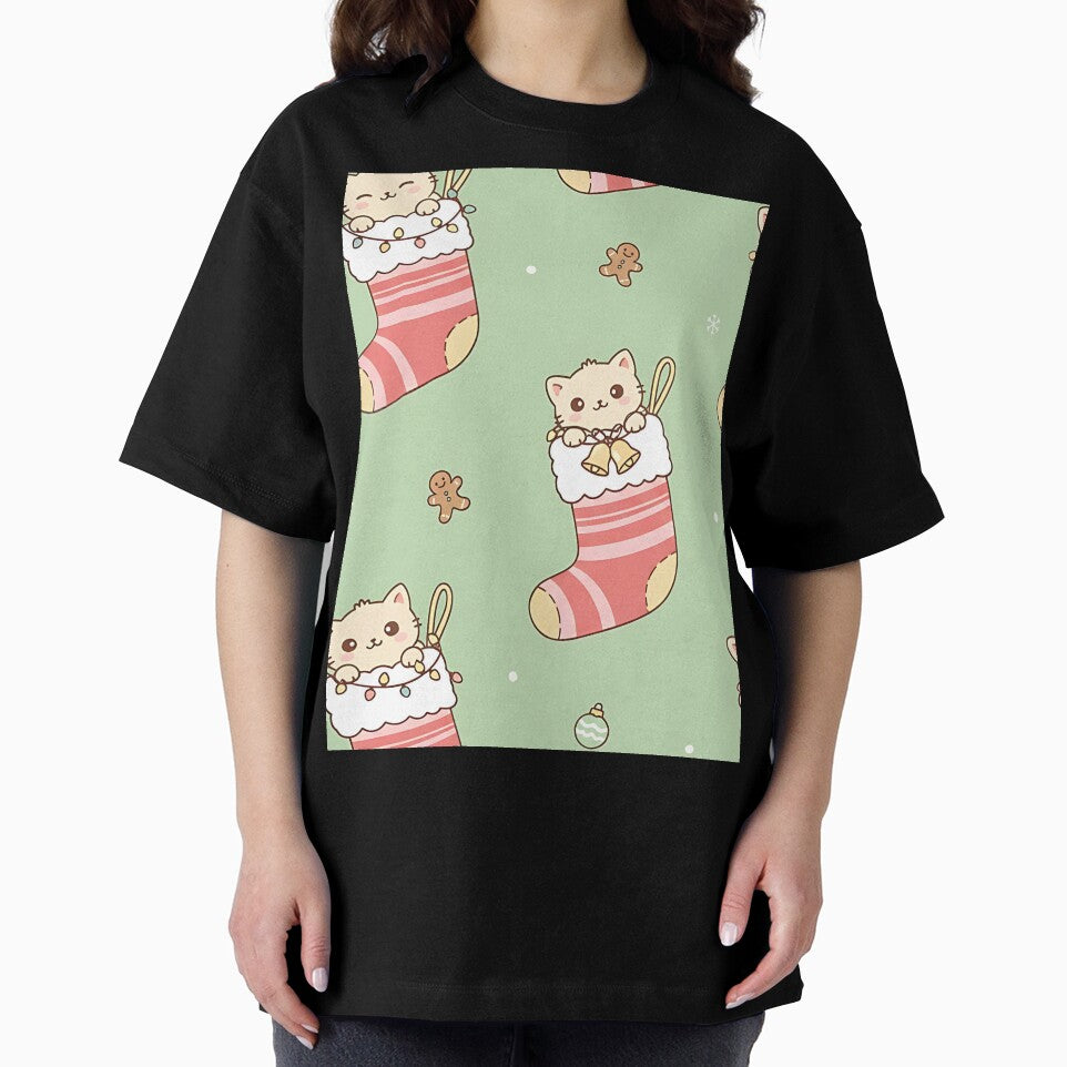 Christmas Cat Pattern, Cute Kitten in Stocking, Holiday Pet Gift, Cozy Winter Cats, Festive Animal Design by ArtDesignTp
