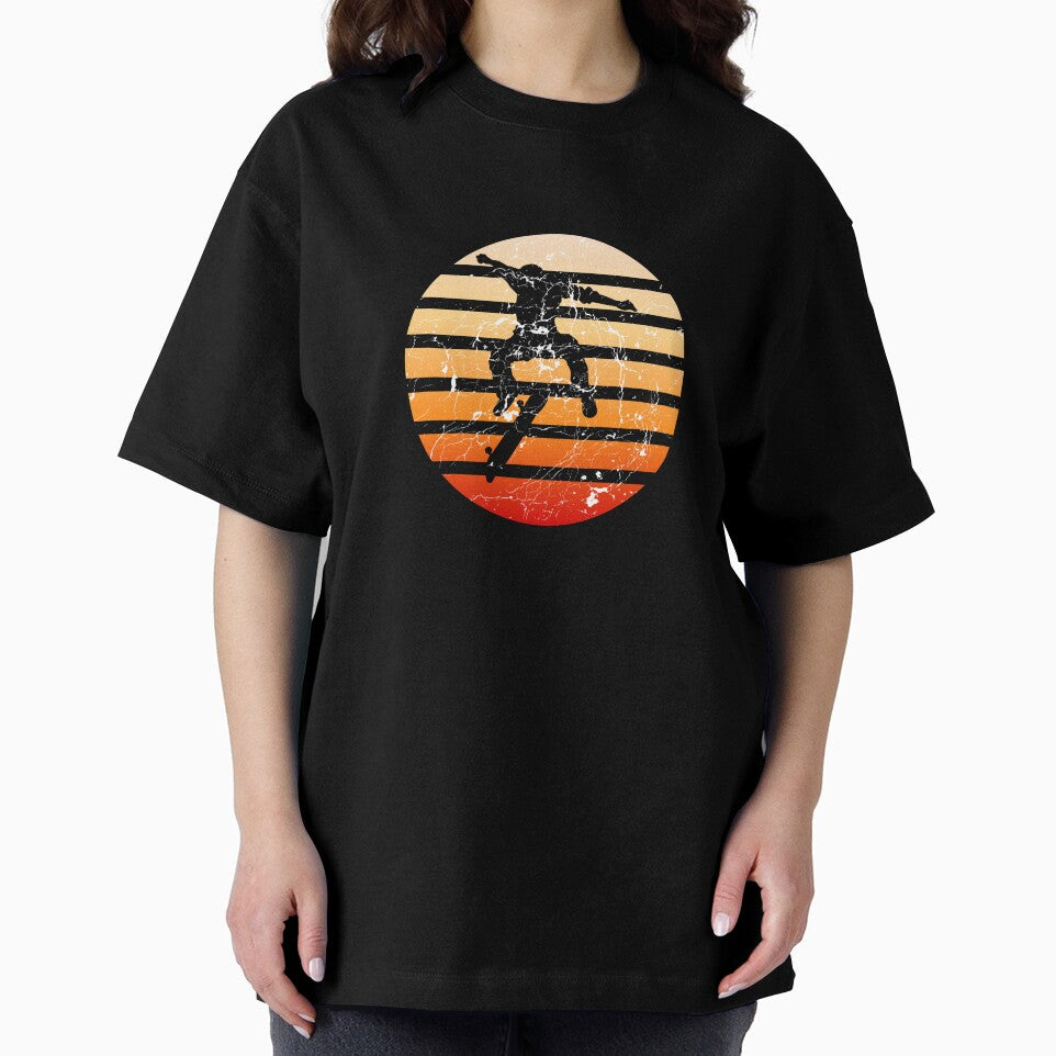 Education Is Important But Skateboarding Is Importanter Grunge Retro Sunset Skateboard Stunt In Blue by LuckyKermit