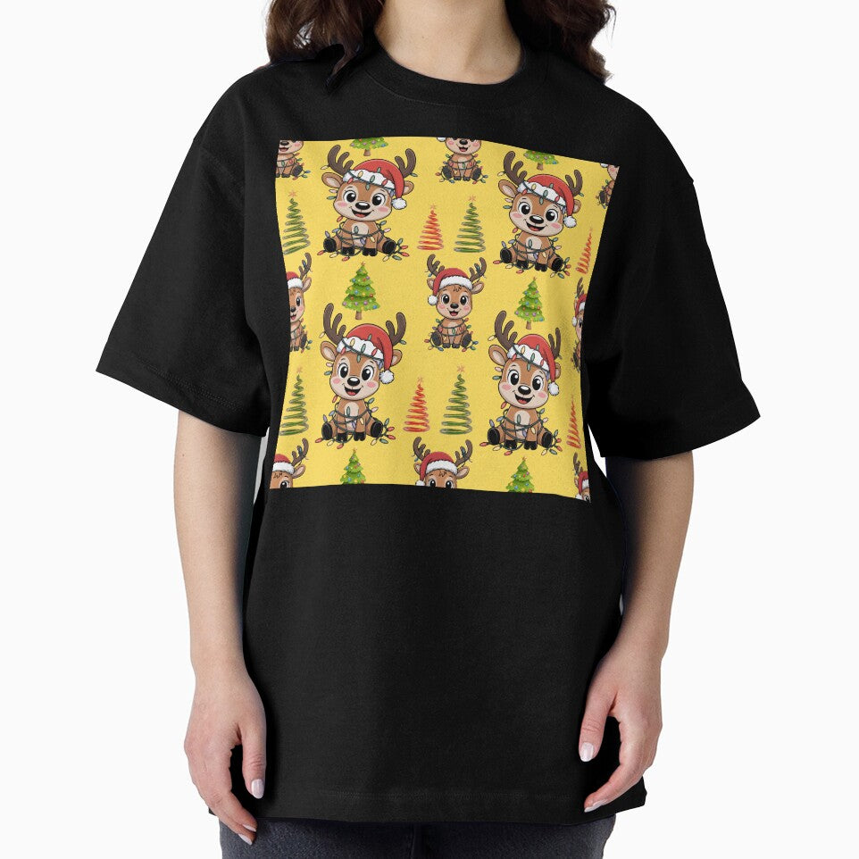 Kawaii Christmas Reindeer with Lights Pattern by Grang Art Artistic Designs