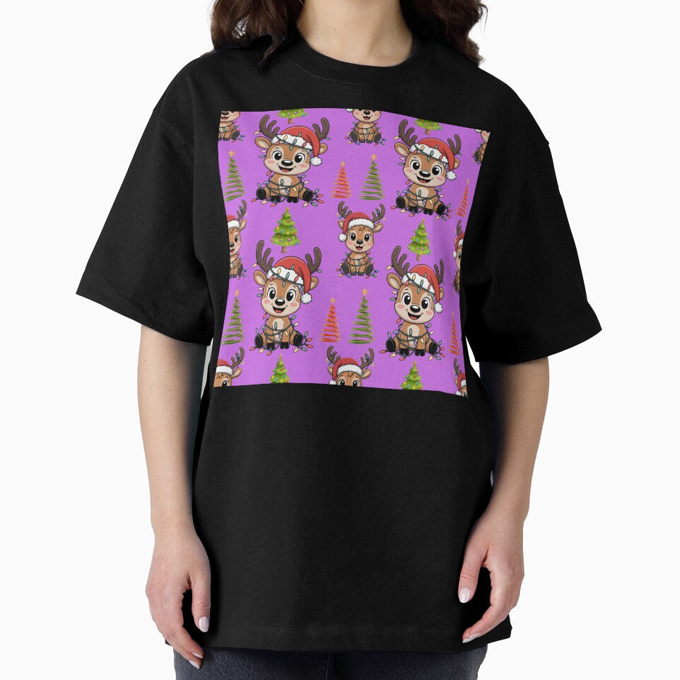 Cheerful Christmas Reindeer & Tree Pattern by Grang Art Artistic Designs