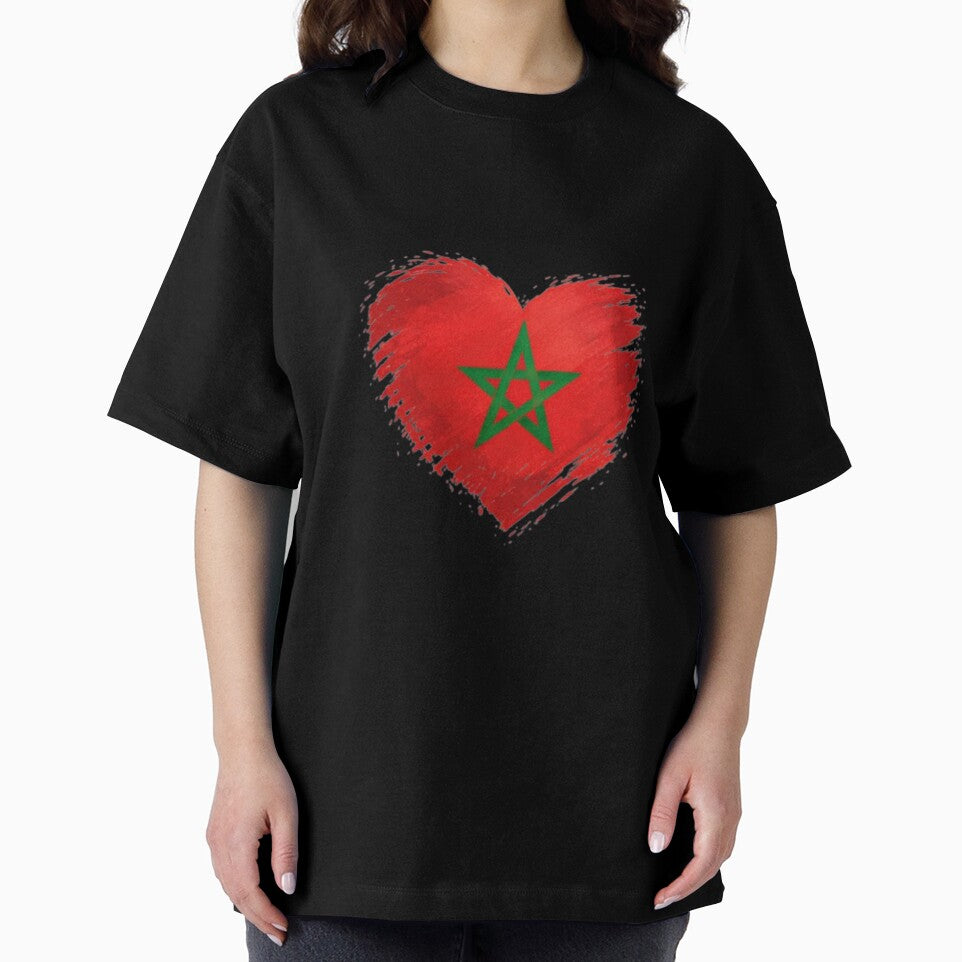 Morocco Heart Flag T-Shirt | FIFA 2026 Moroccan Soccer Fan Tee by YASboutik