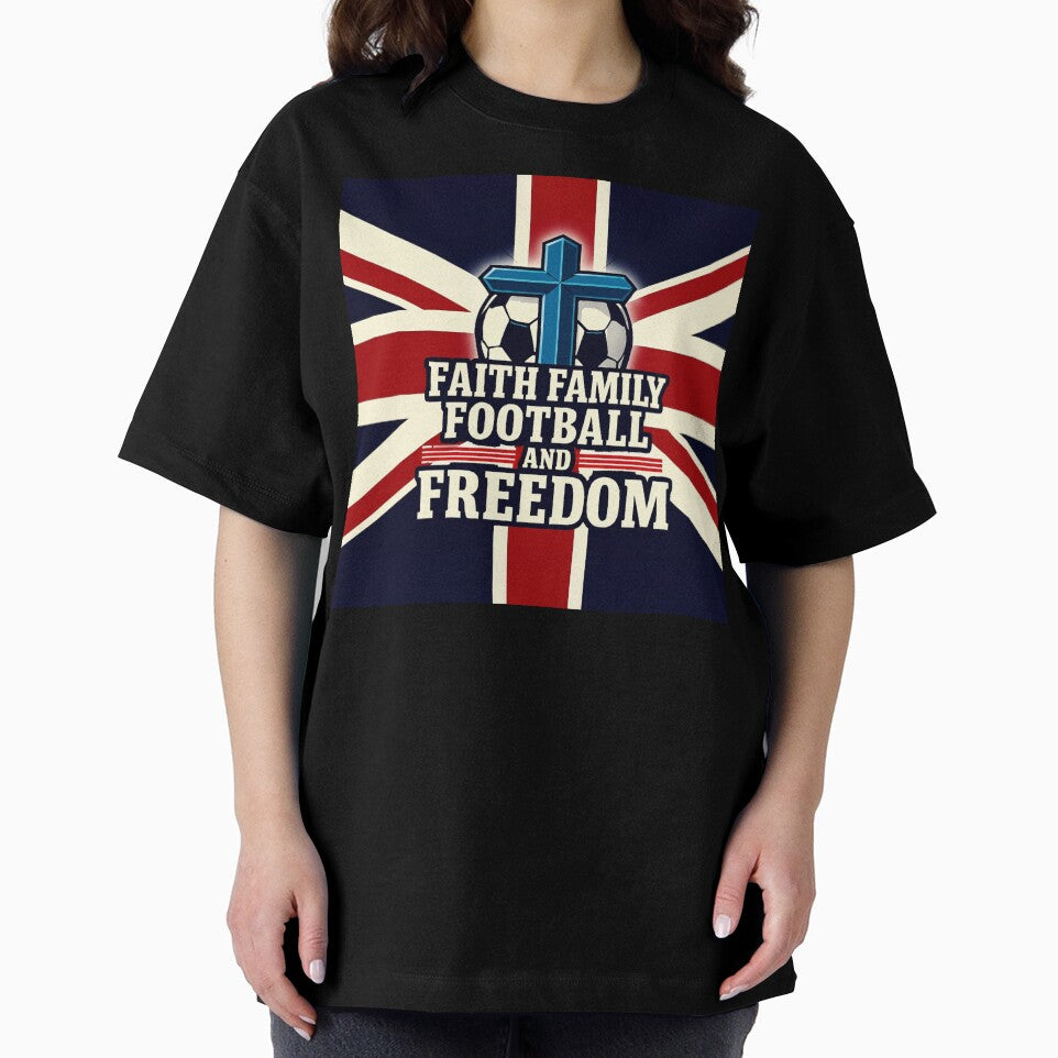 Faith Family Football & Freedom British Union Jack Soccer Cross Design by AnTartstudios