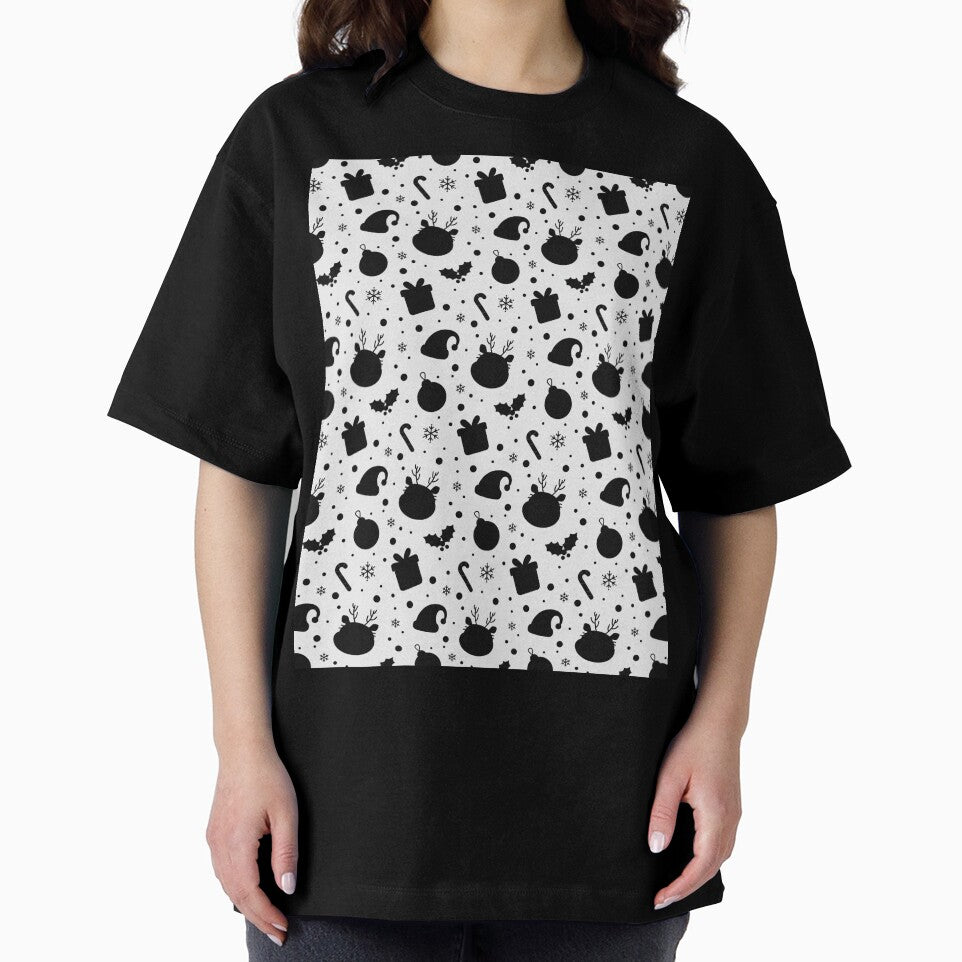 Black White Christmas Seamless Pattern by graphicnew