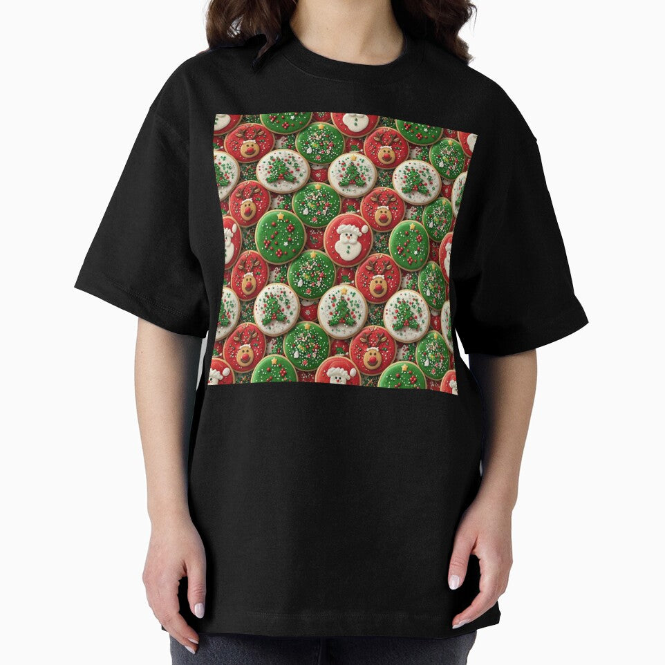 Festive Christmas Cookie Pattern with Holiday Characters by Fabricbella
