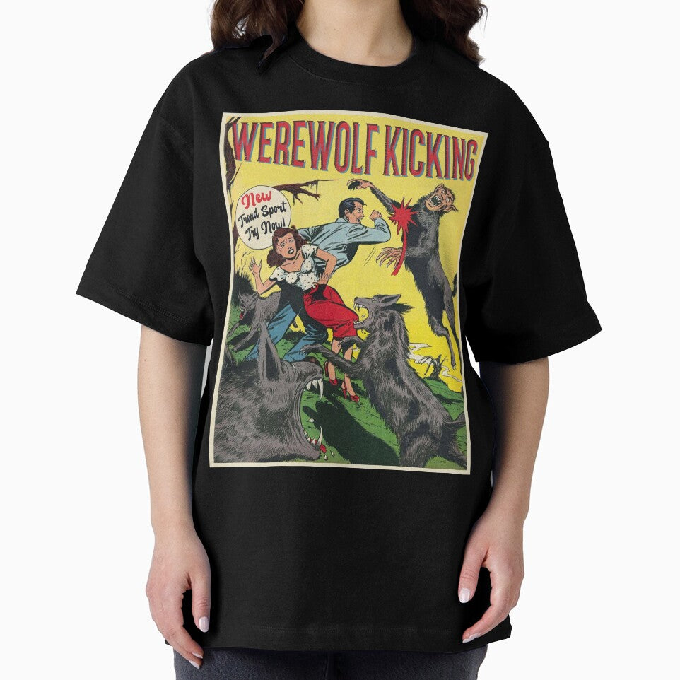 Vintage Werewolf Kicking Sport Retro Horror Poster Wolf Gift by TheAplus