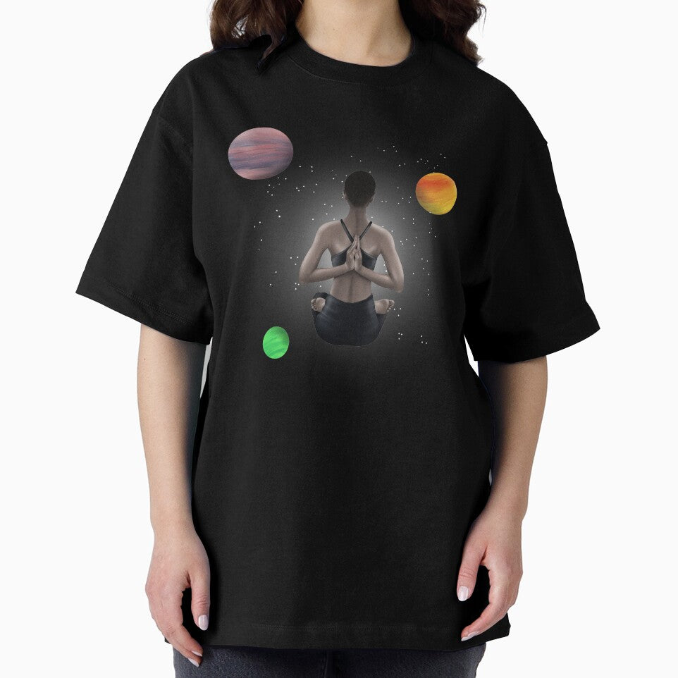 Meditating woman in space by TreasurePlanetV