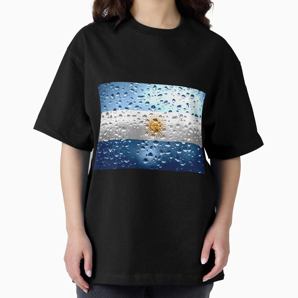 Flag of Argentina - Raindrops Metallic Metal Water Rain Car Bumper Flags Grunge by Dr-Pen