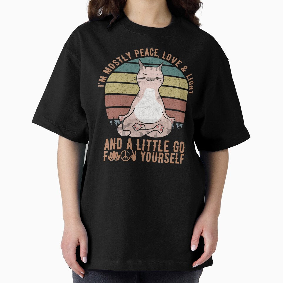 I'm mostly peace love and light and a little go yoga cat funny meditation vintage humor saying by alenaz