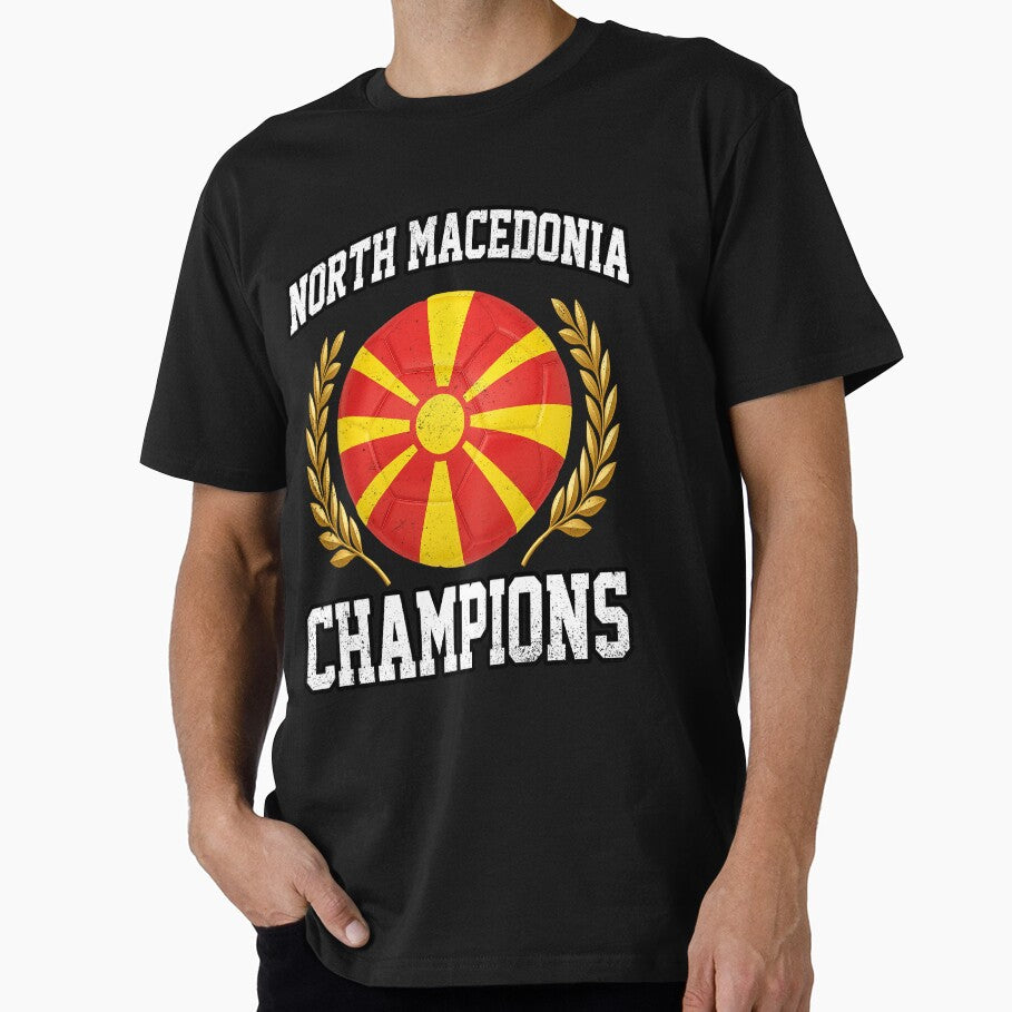 SOCCER BALL FLAG CHAMPIONS - NORTH MACEDONIA - Fans and Teams for Men and Women T-shirt by wallsandpatts