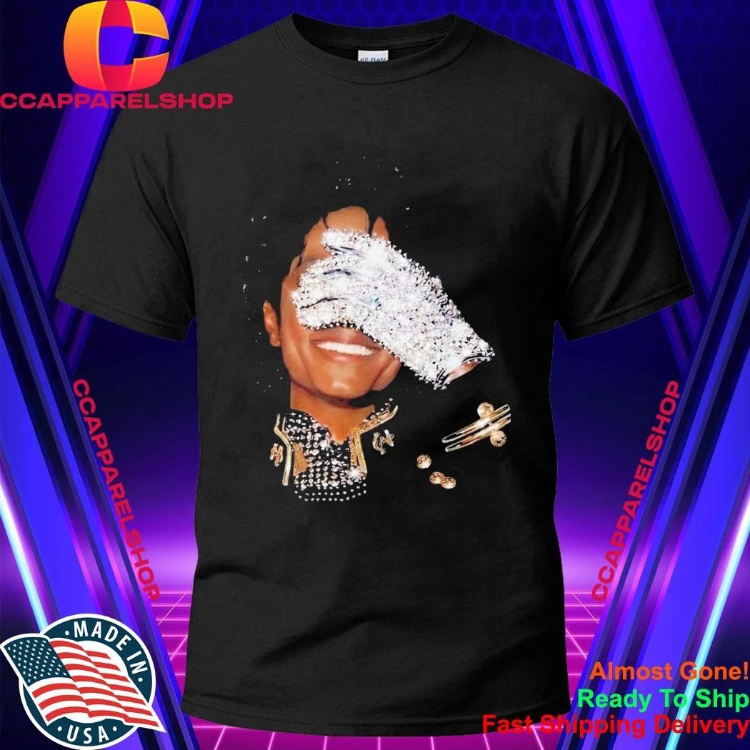The King Of Pop Hand Applied Iridescent Rhinestones Mj Shirt