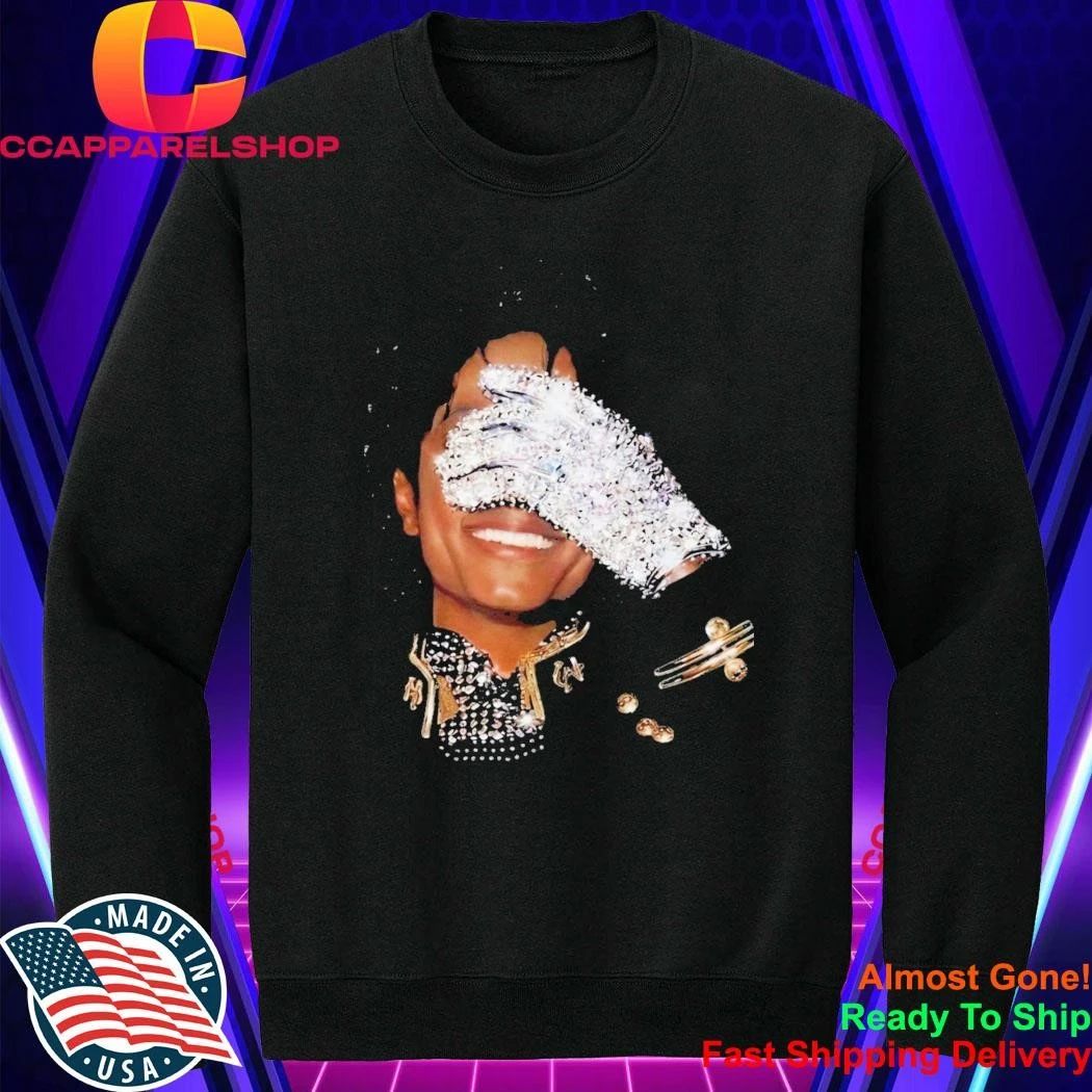 The King Of Pop Hand Applied Iridescent Rhinestones Mj Shirt