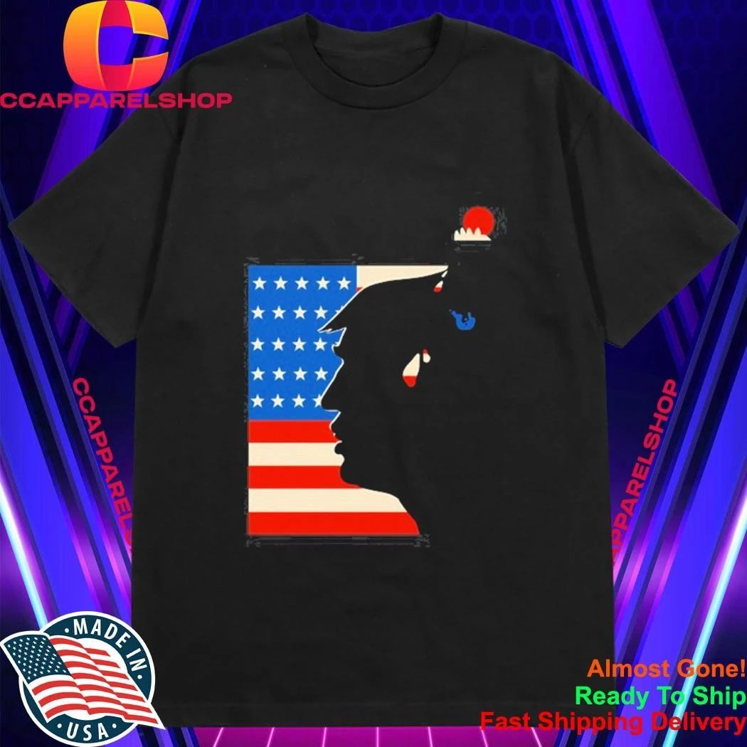 Donald Trump Silhouette Falling Man American Flag Shirt