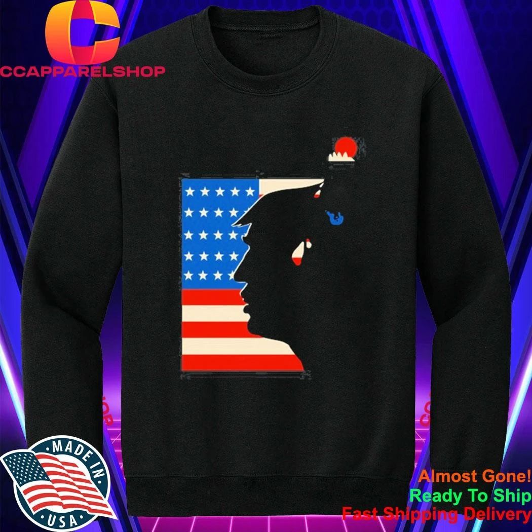 Donald Trump Silhouette Falling Man American Flag Shirt