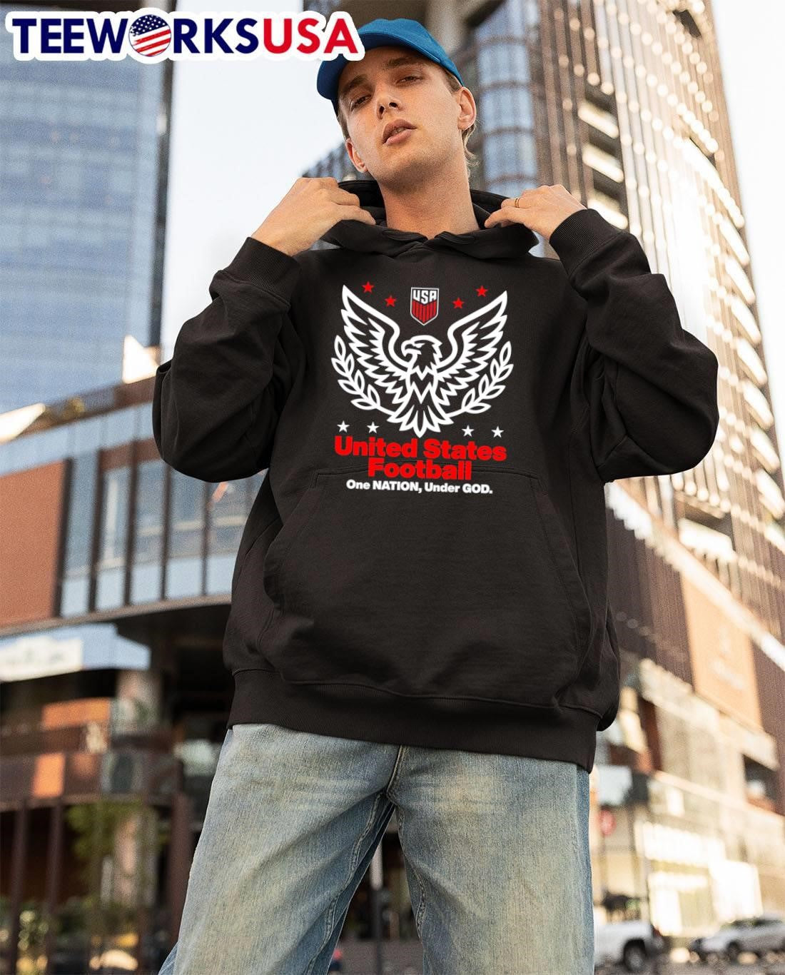 One Nation Under God United States Football Eagle USA Shield T-Shirt